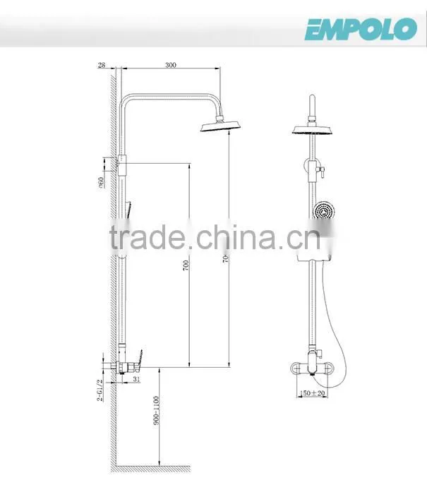 Bathroom Solid Brass Wall Mounted Rainfall Shower Mixer 86 4601