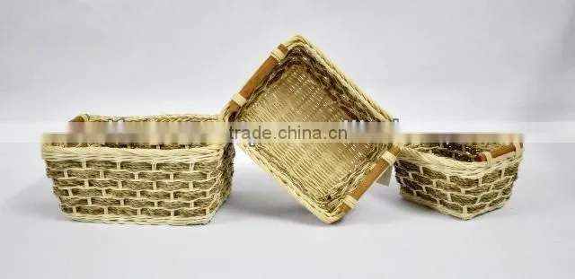 Rattan core green storage basket