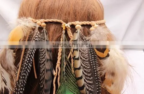 Tribe Feather Beads Headbands Headdress Carnival Headpieces Waistband Hairband
