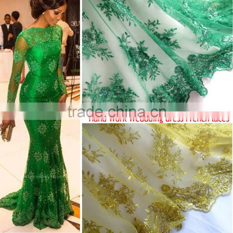 High quality french lace fabric african bridal lace fabrics embroidery lace fabric for wedding dress