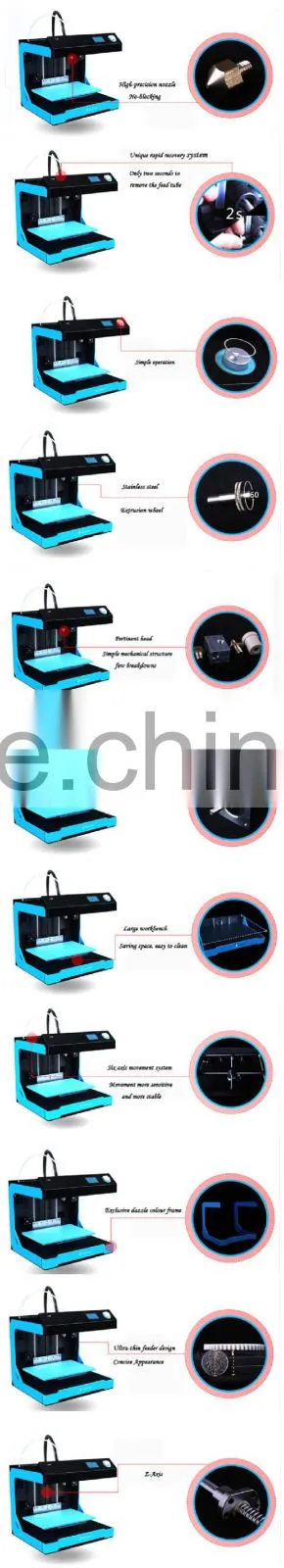 Highest resolution! 0.02mm high precision and fast speed 3d printer in China