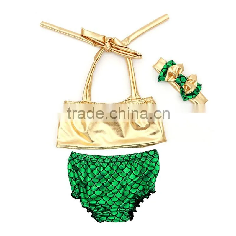 Girls Mermaid bikini Gold bikini Swimsuit Baby Girl Bikini