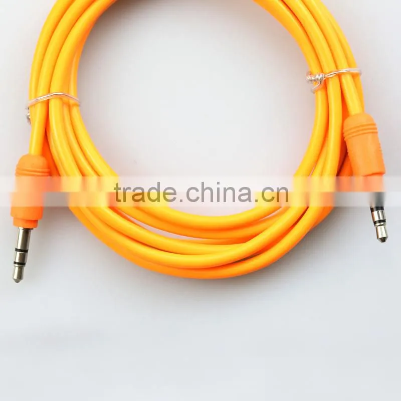 Hot Sale High Quality Colorful orange 3.5mm audio Stereo Male to Male cable/aux cable for mobile iphone ipod
