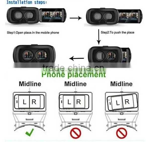 Adjustable waterproof cardboard google plastic for all cellphone size from 4.7-6.0 inch 3D video glasses