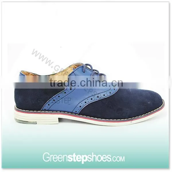 Navy Blue Cow Suede Man Leather Shoes