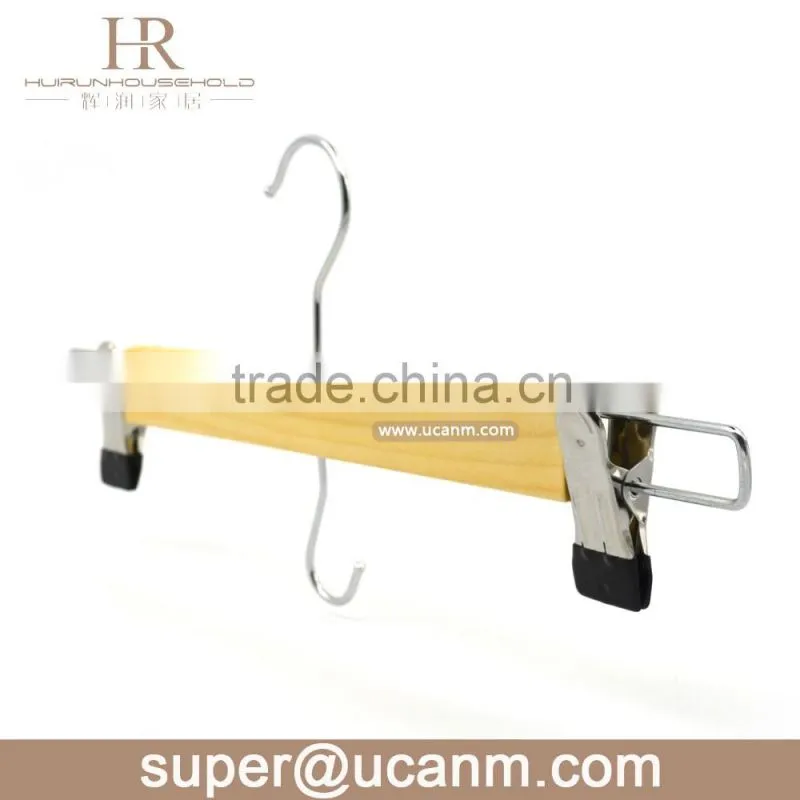 HRW-U36AN wood pant hanger with belt hook in the bottom