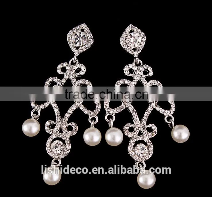 2016 Latest Design Of Pearl Earrings Fashion Design Hanging Earrings Sliver Jewelry