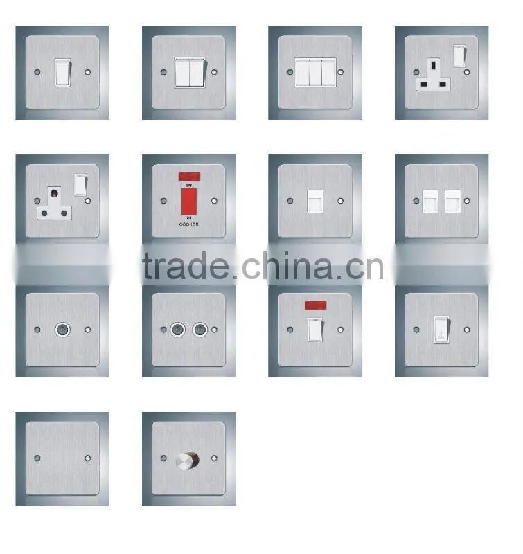 stainless steel 1gang 2 pin switch and socket