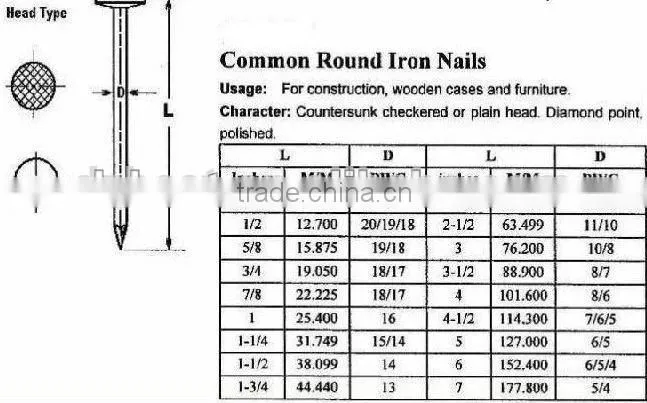 Iron polished common nails with smooth shank