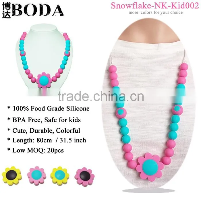 ASNZS EN71 BPA free silicone Beaded baby teething necklace