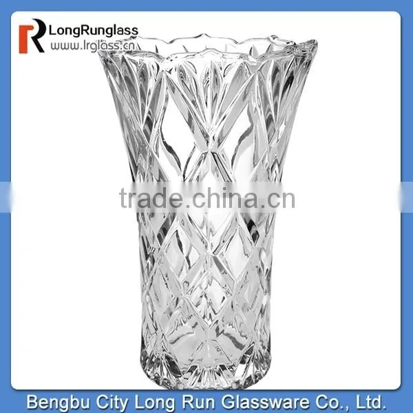 LongRun glassware cheap glassware quadrate carved pattern home decoration