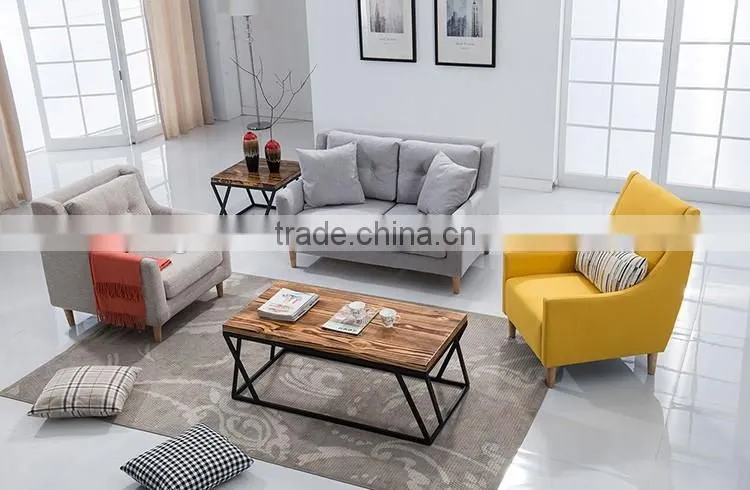 modern comfortable living room sofa set nordic style wooden legs fabric sofa with button tufted back cushions