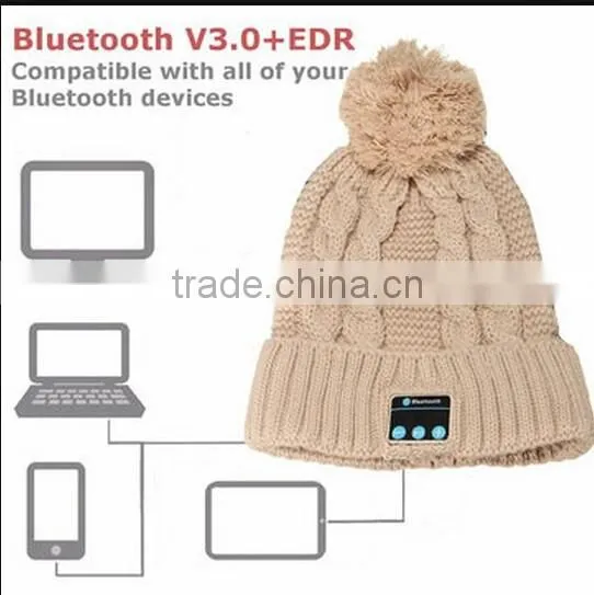 Soft Women Warm Hat Wireless Bluetooth Smart Cap / bluetooth music hat / bluetooth headphone hat
