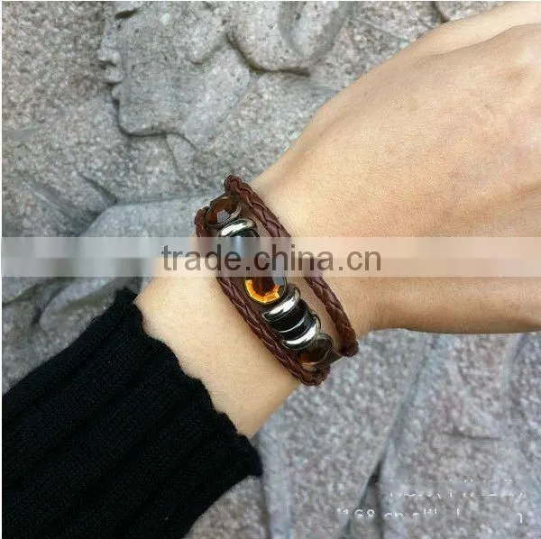retro cow hide punk style ladies braided bracelets for sale 2015