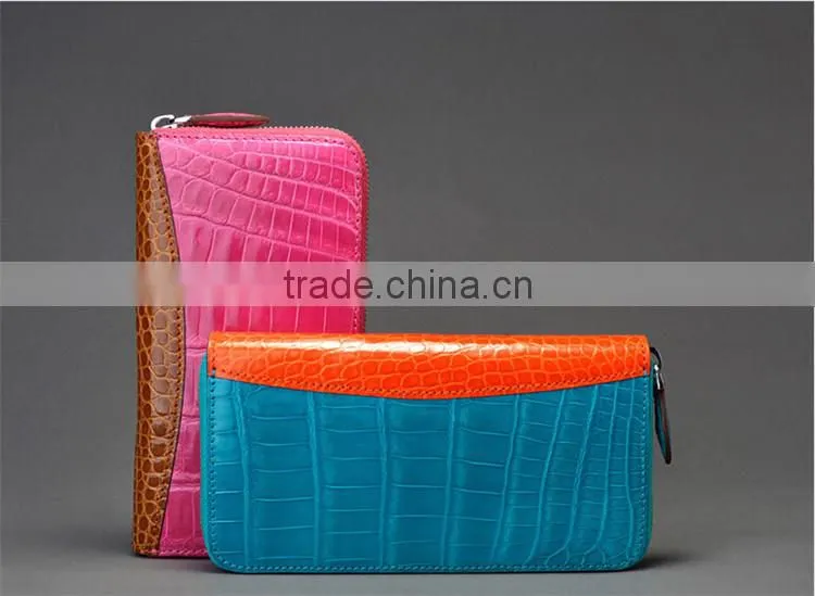 Fashion long design crocodile skin lady zipper wallet genuine leather wallet women