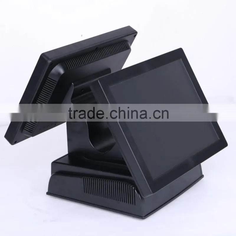 Dual-screen full-flat all-in-one Touch POS machine, 15'' touch POS system, restaurant pos system