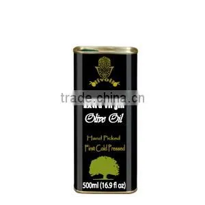 Premium Quality Extra Virgin Olive Oil. Pure Natural Olive Oil with ISO9001 Certification. 500 ml metallic Tin