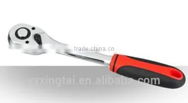 Reversible Quick Release Ratchet Handle Wrench with bent comfort grip, CRV