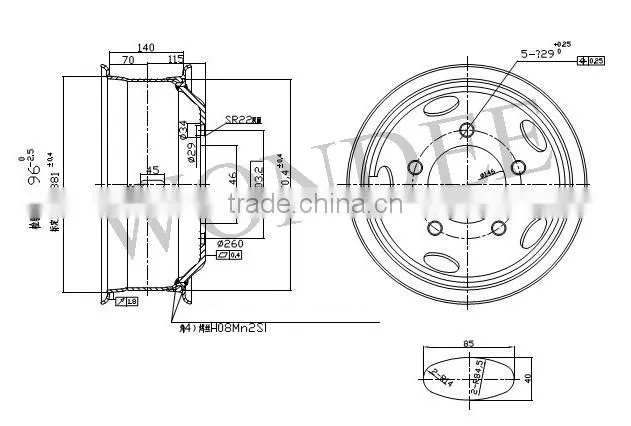 China Hot Sale 15 inch Truck Trailer Wheel Rim