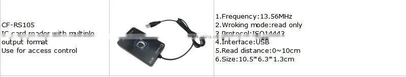 13.56mhz RS232 USB RFID IC Chip Card Reader