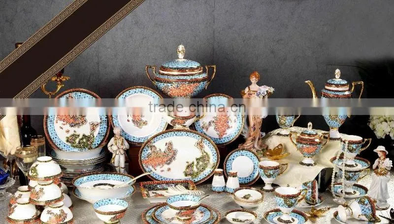 Map pettern design exquisite bone china dinnerware set