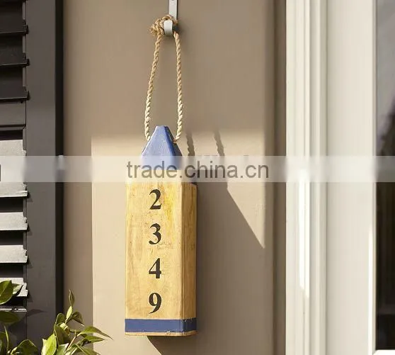 Rustic Look Wooden Buoy Address Plaque Solid Wooden Address Block Hanging Block Unique Door Stop