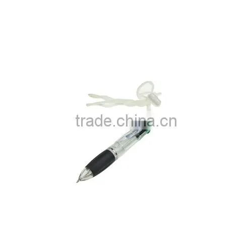 Useful multicolor 4 in 1 ballpoint pen with safety cord