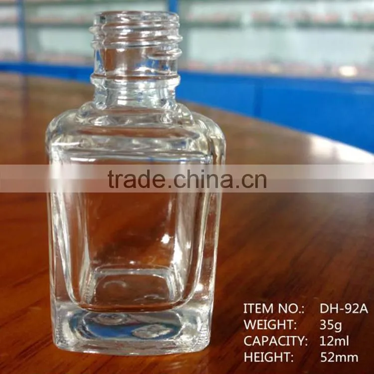 12ml clear square shape glass nail polish bottles