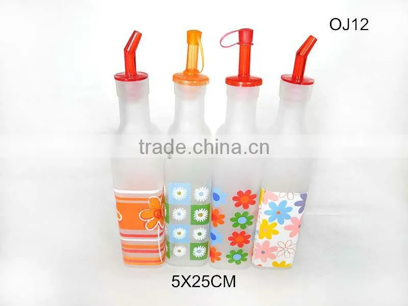 square with fragrant breath decal glass frosted effect oil bottle with plastic tube