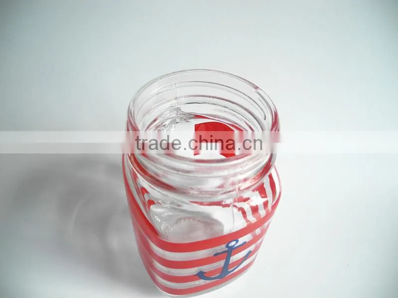 16oz handle decorative glass mason juice jar with plastic pig screw lid