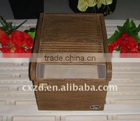 natural handmade high quality wood rice box with rolling shutter cover, food storage box