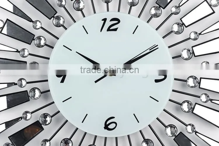 Metal crystal wall digital clock with mirror