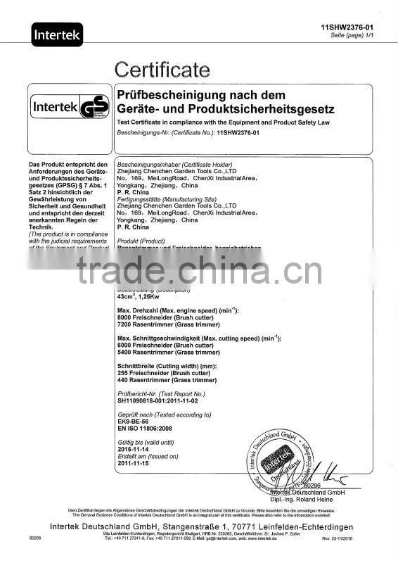 China hadge trimmer 28.5cc with CE&GS sale by chenchen