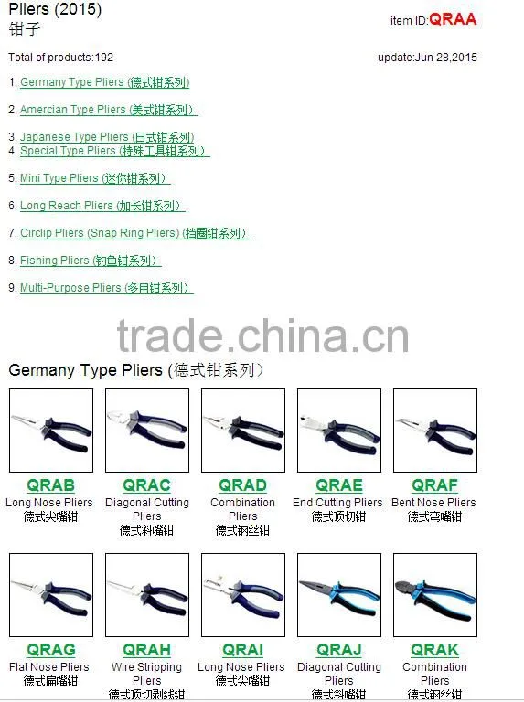 8" germany type combination plier long nose needle industrial linemen high leverage wire cable cutting