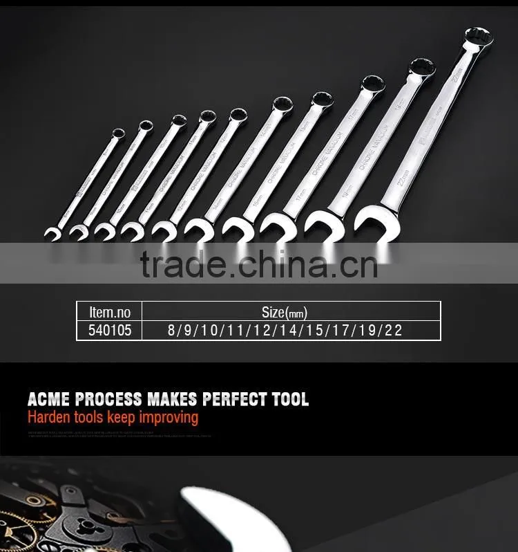Chrome Vanadium 10 pcs combination spanner set various size tools of spanner