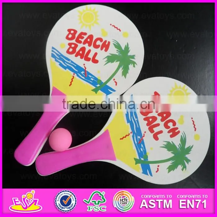 2015 Cheap promotional wooden beach racket with ball,Best seller wooden beach racket set,Wooden Beach Racket For Outdoor W01A107
