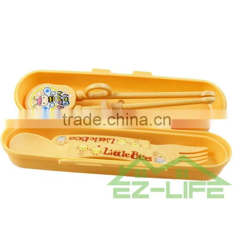 ECO PLA plastic training chopstick spoon and fork baby flatware set
