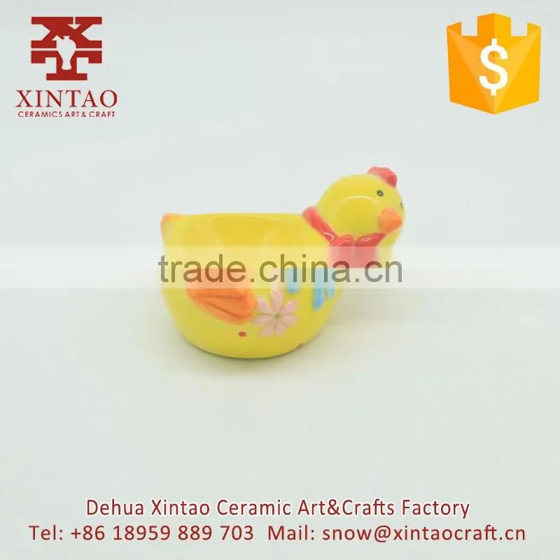Home decoration 7.5*6.5*7.5 cm small yellow chicken shape ceramic candle holders