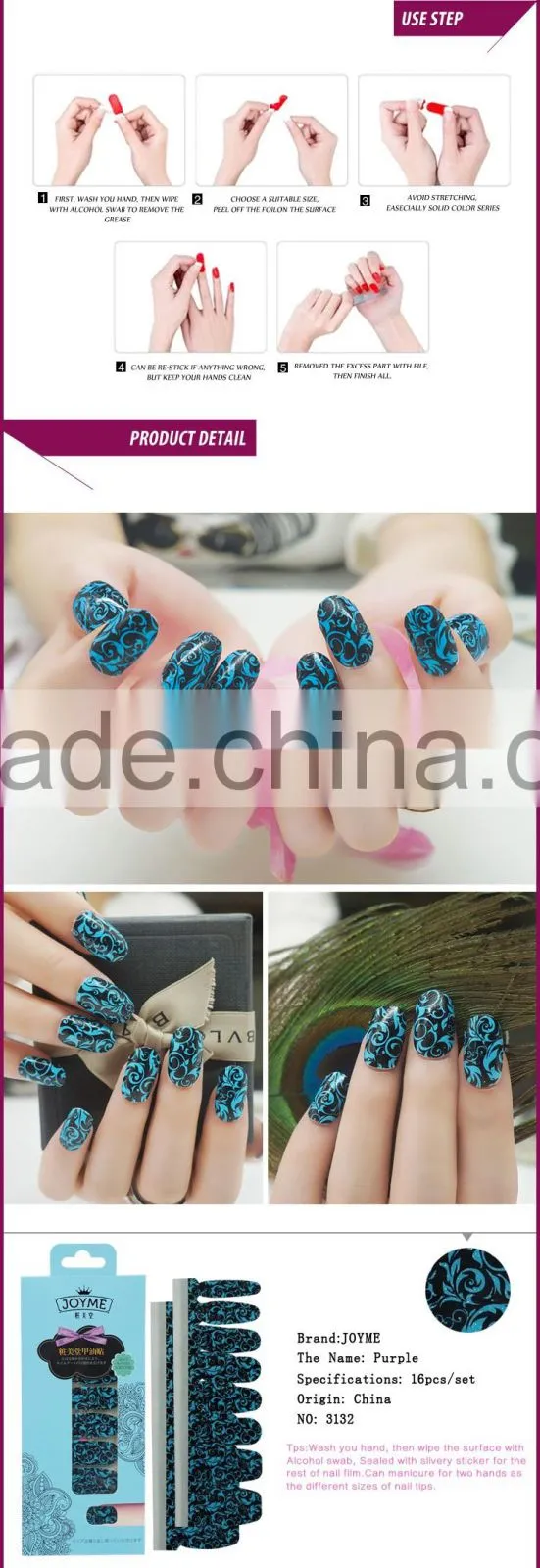 100% Nail polish sticker,customized Nail polish strip,VIVI Brand Nail patch