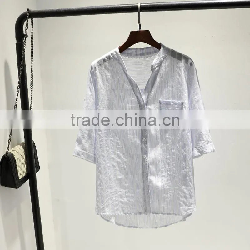 GZY white linen fabric for shirt long sleeve stock export china 2017 wholesal guangzhou comfortable and causal model
