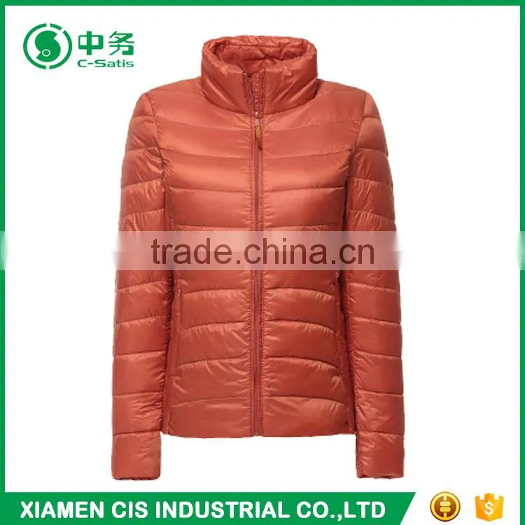 Popular Style Pink Color Women Ultralight Goose Down Jacket for Winter