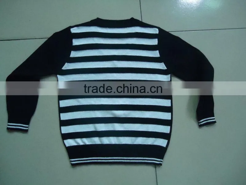 v-neck pure cotton knitting back stripe boys argyle sweater