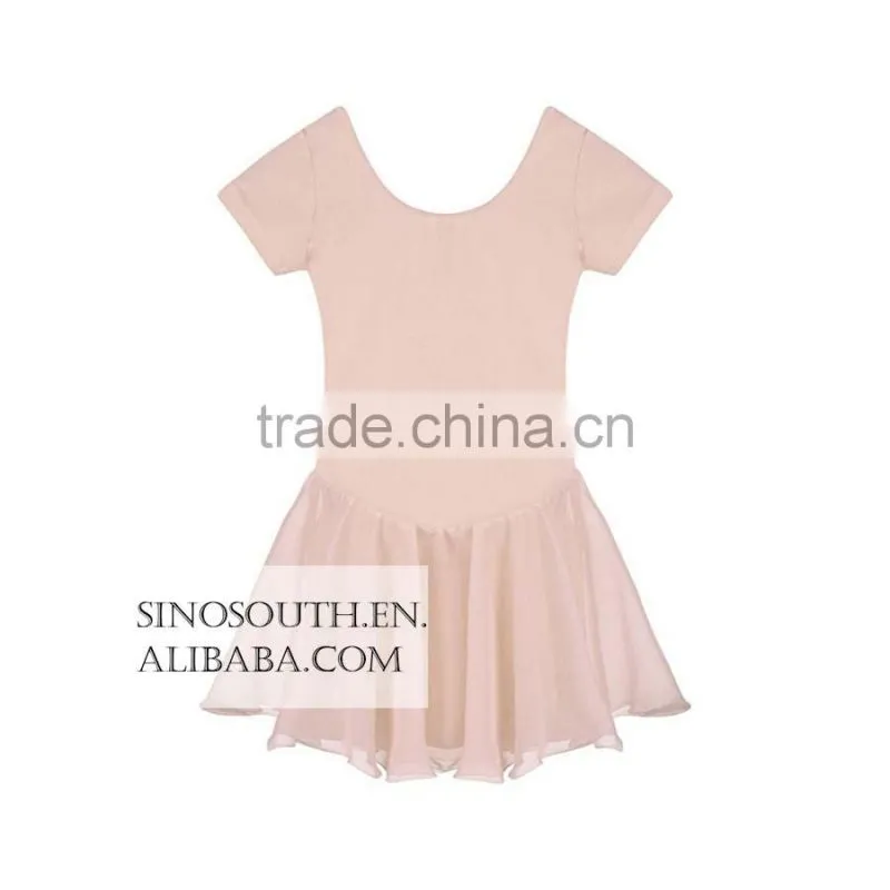 2017 New arrival Solid Color Short Sleeve girls leotard dance leotards Dress
