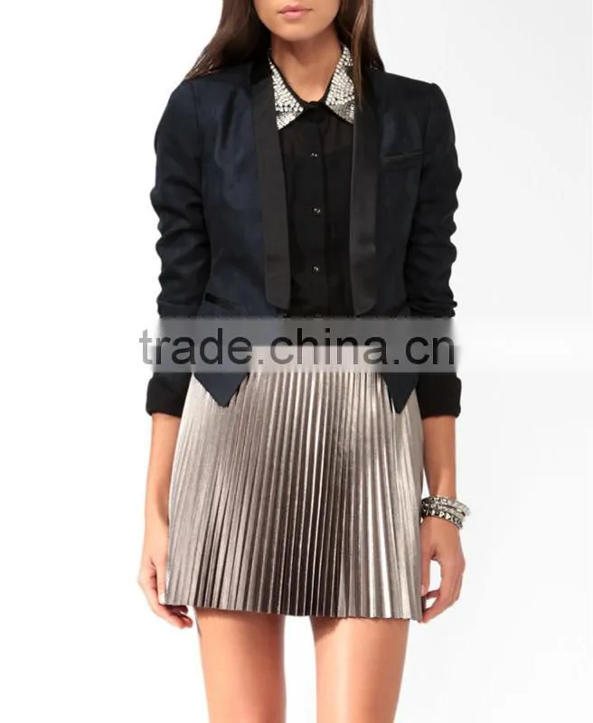 Sueded Contrast Trimmed Blazer