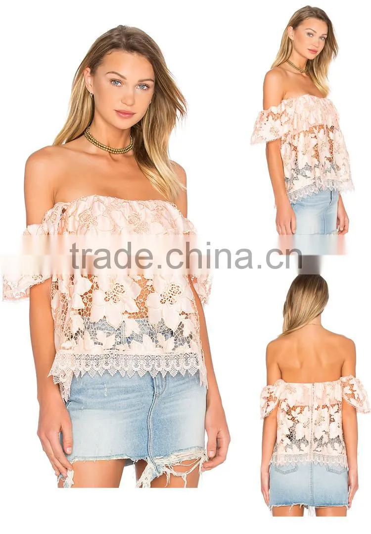 New Arrival Transparent Ladies Fance Blouses With Lace