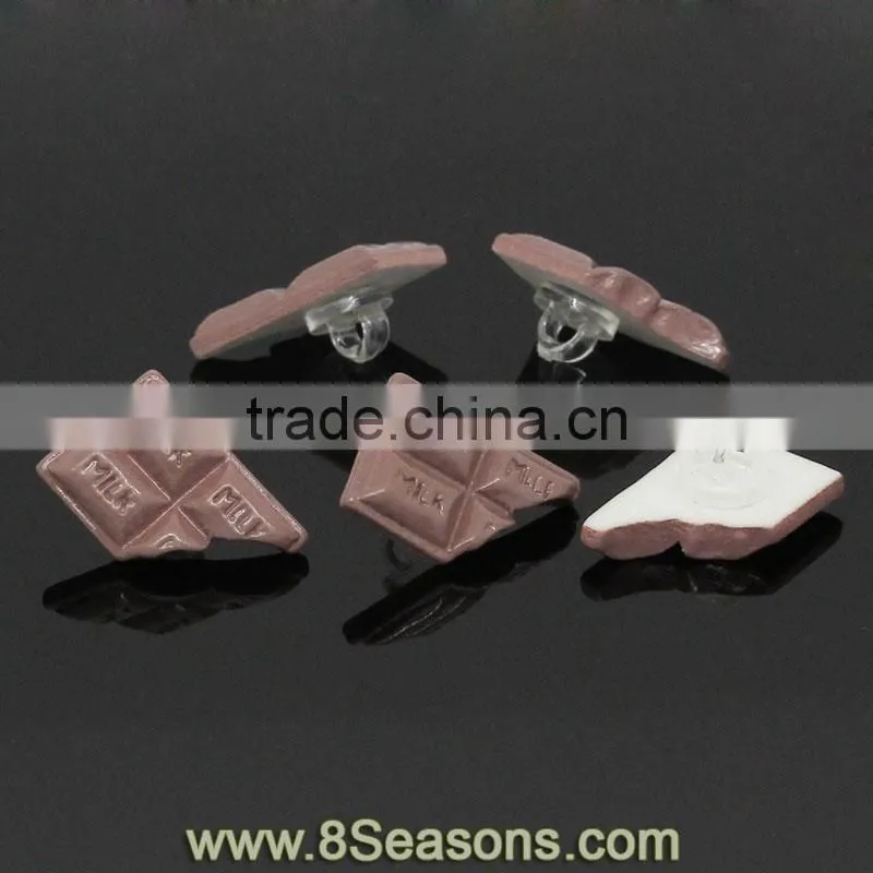 Chocolate Coffee "MILK" Carved Resin Sewing Shank Buttons