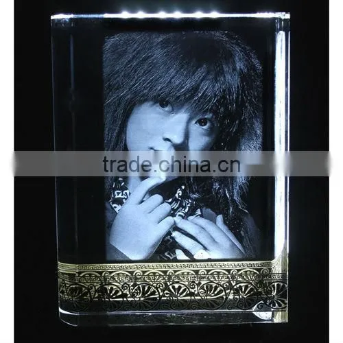 Wave shape 2D photo laser engraving crystal