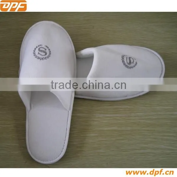 Top grade velour embroidery disposable hotel slipper
