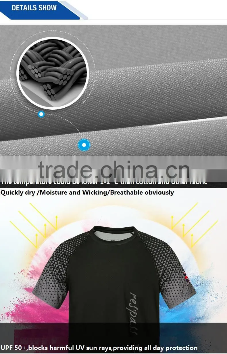 BSCI Men's Antibacterial A21 Sublimation Printing t shirt cooler fabric 88% Polyester 12% Spandex Wholesale t shirts