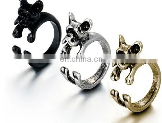 10 Styles Dog Ring Vintage Animal Puppy Wrap Ring Open Adjustable Resizeable